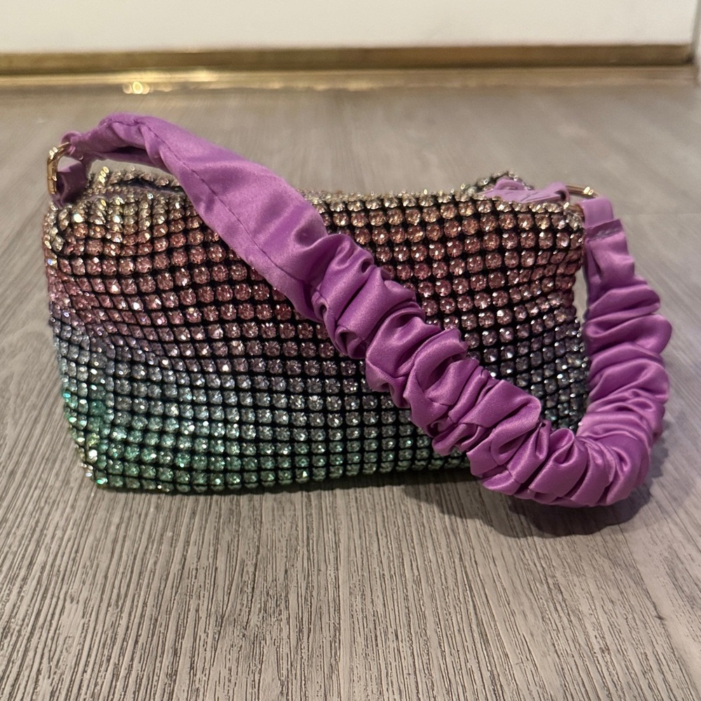 Rare Twinkle Toes Purple and Multicolor Rhinestone Women's Bag